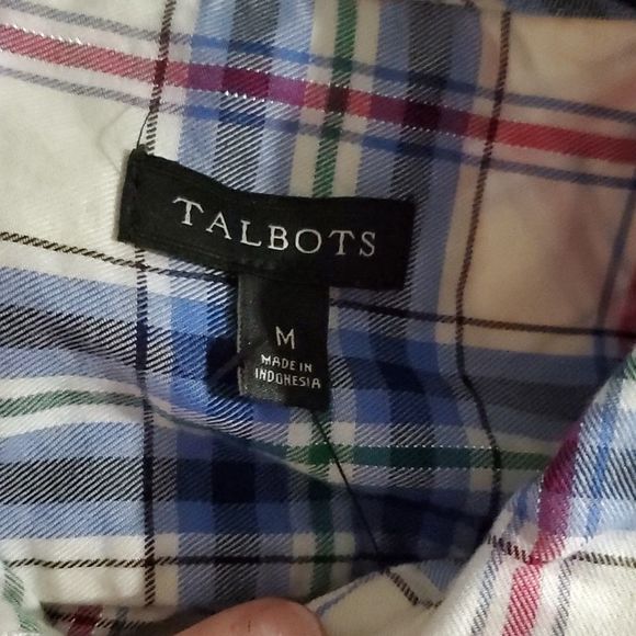Talbots CLASSIC COTTON SHIRT - ENCHANTED BLUE PLAID Size medium - Picture 7 of 8